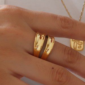 NEW 18K Gold Plated Double Layer Curve Ring